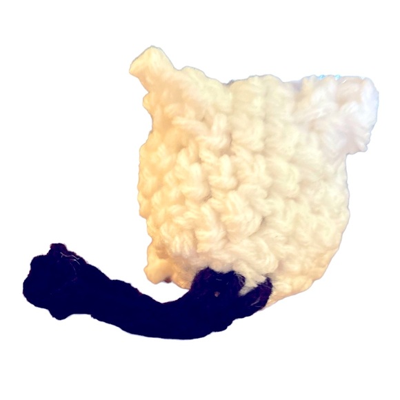 Hand Crafted Colorful Black & White Sitting Kitty Figurine Crochet Amigurumi - Picture 6 of 6